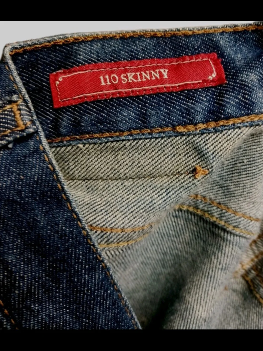Lucky Brand 110 Selvedge Jeans 33x32 Candiani Italy Skinny Maers Way Dark EUC - Picture 7 of 8